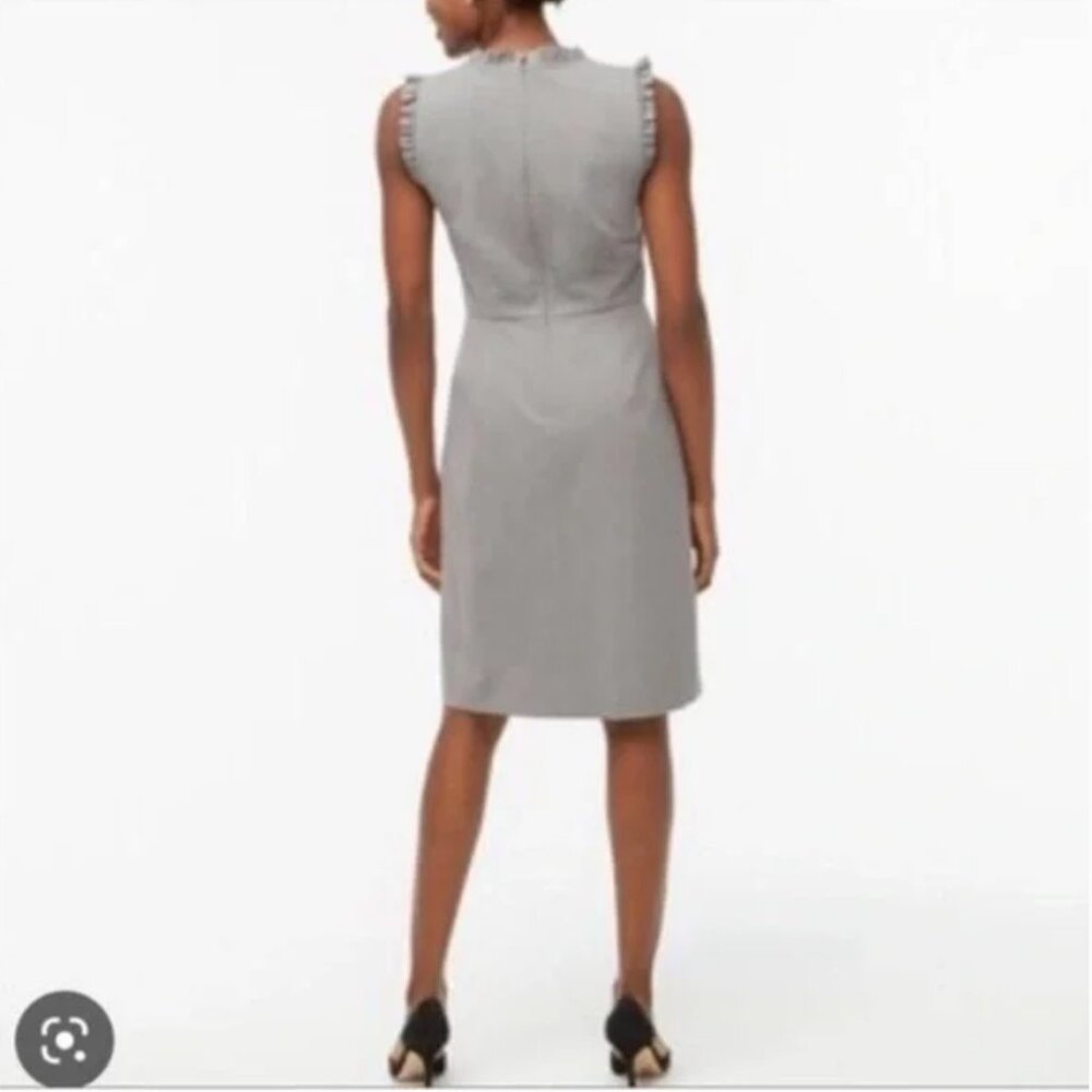 J. Crew Ruffleneck Suiting Dress Grey 20 - Picture 2 of 4